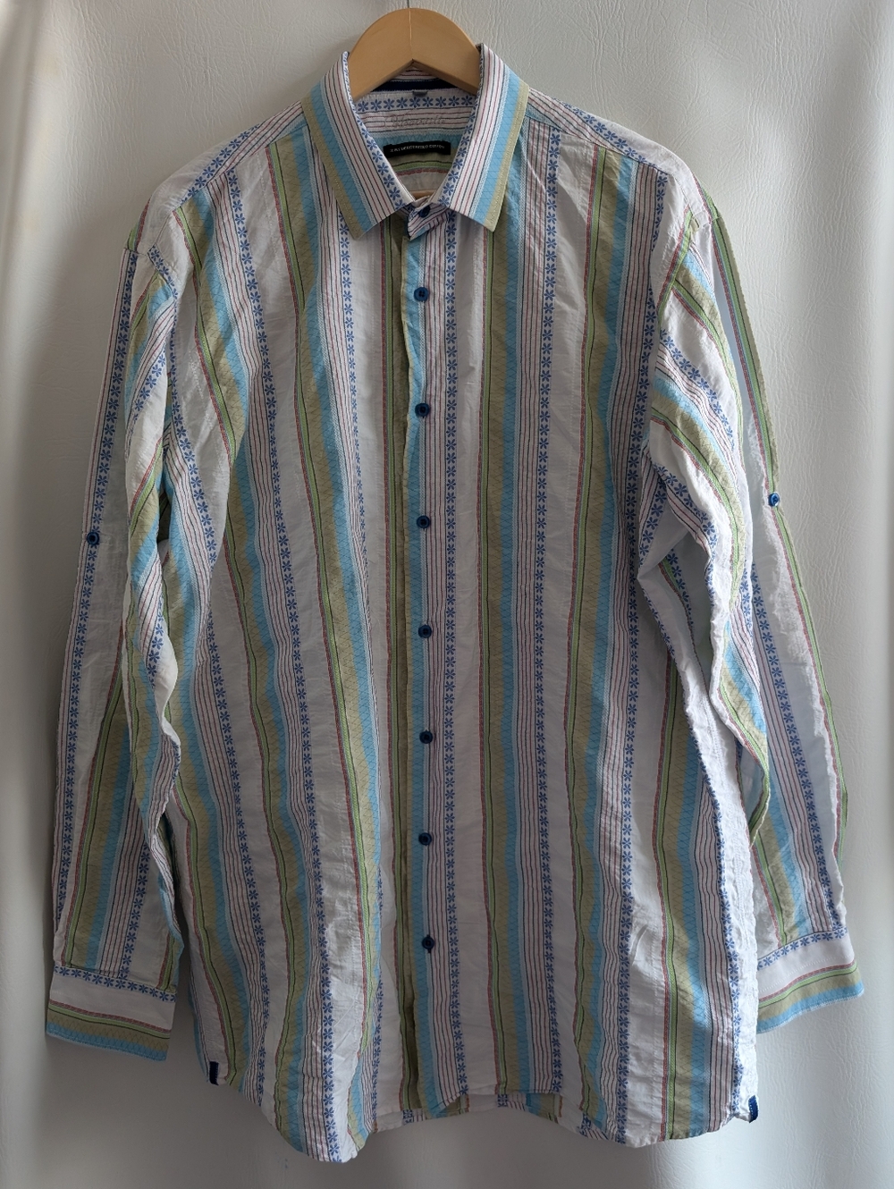 Visconti Uomo Cotton Multicolor Striped Button-Down Shirt - XLT